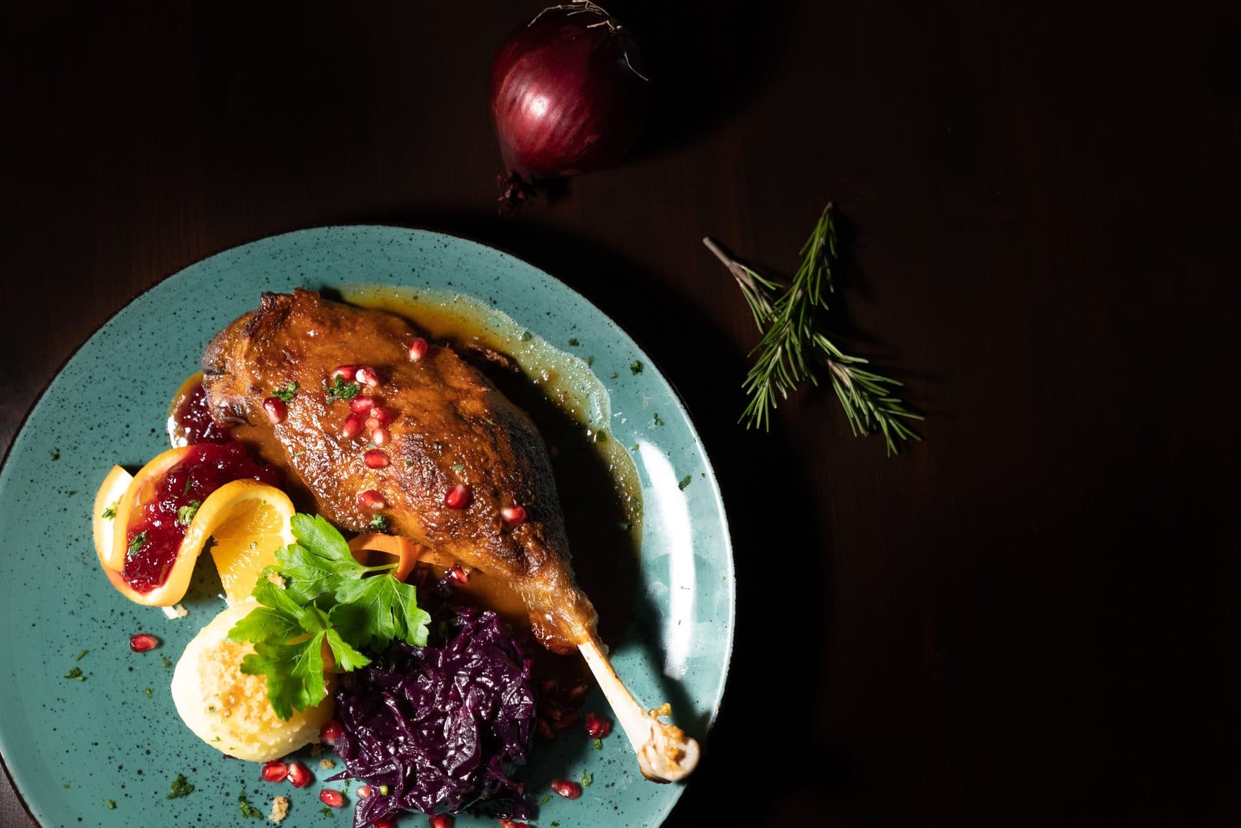 Entenkeule mit Rotkohl